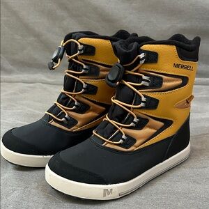 Merrell Kids' Snow Banks Black and Brown Winter Boots